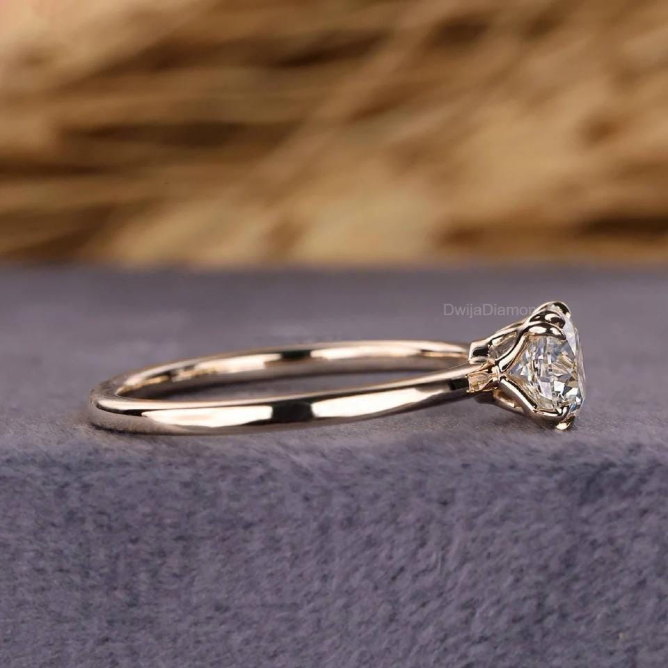 Lab Grown Diamond Solitaire Ring - 14k Gold Minimalist Engagement Ring
