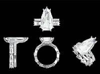 7 Carat Step Cut Pear Lab Diamond, Platinum Engagement Ring and 14K White Gold Eternity Band For Jasmine
