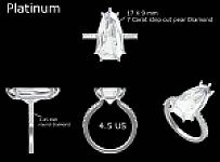 7 Carat Step Cut Pear Lab Diamond, Platinum Engagement Ring and 14K White Gold Eternity Band For Jasmine - Image 3