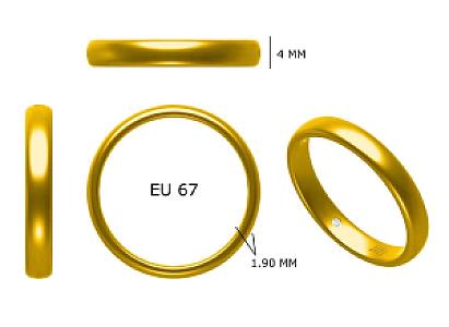 Custom 14K Yellow Gold Ring, 4mm Domed Wedding Band, EU Size 67, 3 Hidden Diamonds, Custom Engraving “M” & “Spalin”