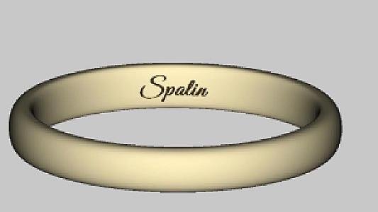 Custom 14K Yellow Gold Ring, 4mm Domed Wedding Band, EU Size 67, 3 Hidden Diamonds, Custom Engraving “M” & “Spalin”