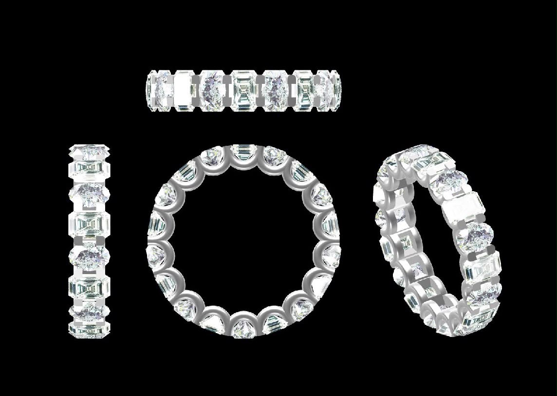 Custom Emerald and Oval Eternity Ring For Stefani - Personalized Stacking Wedding Band